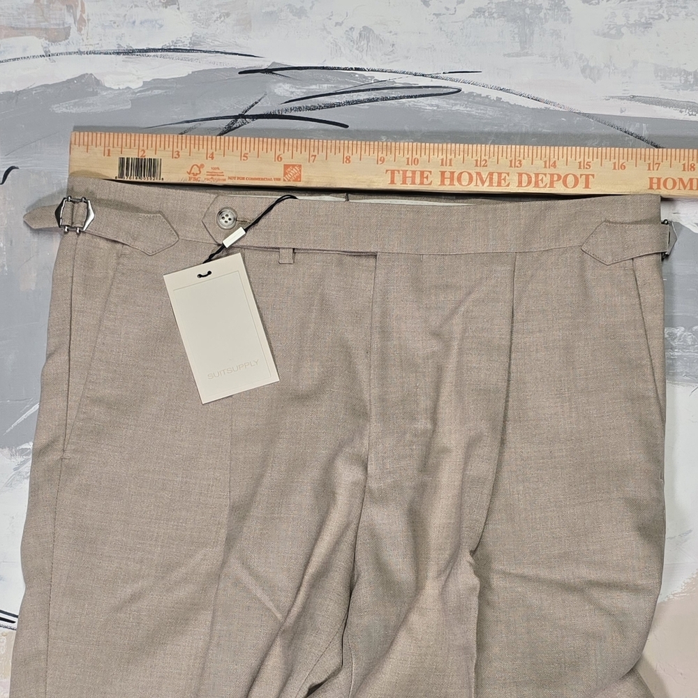 NWT! SUITSUPPLY VIGO TROUSER PLEATED PURE WOOL LIGHT BROWN US34 /EU 50 - Picture 7 of 7